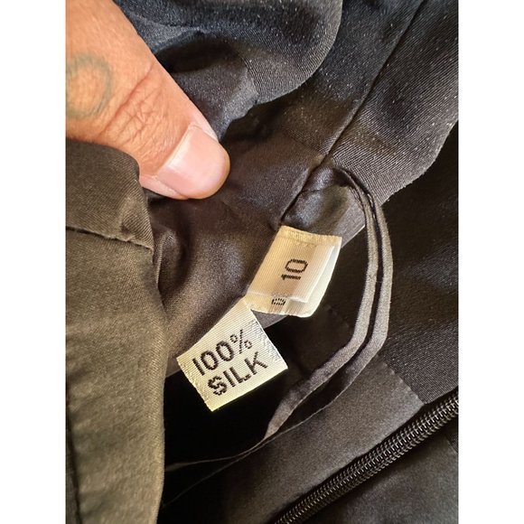 ROLAND NIVELAIS Black SILK LBD Flutter Hem COCKTAIL DRESS sz 10 - Picture 6 of 6